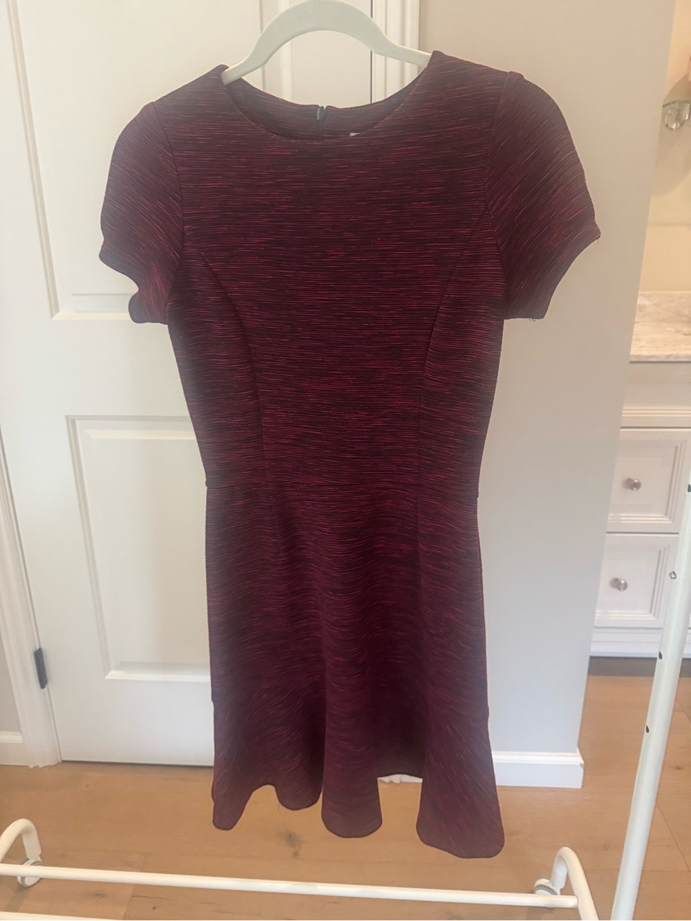 Necessary Objects Burgundy Heathered Fit-and-Flare Mini Dress